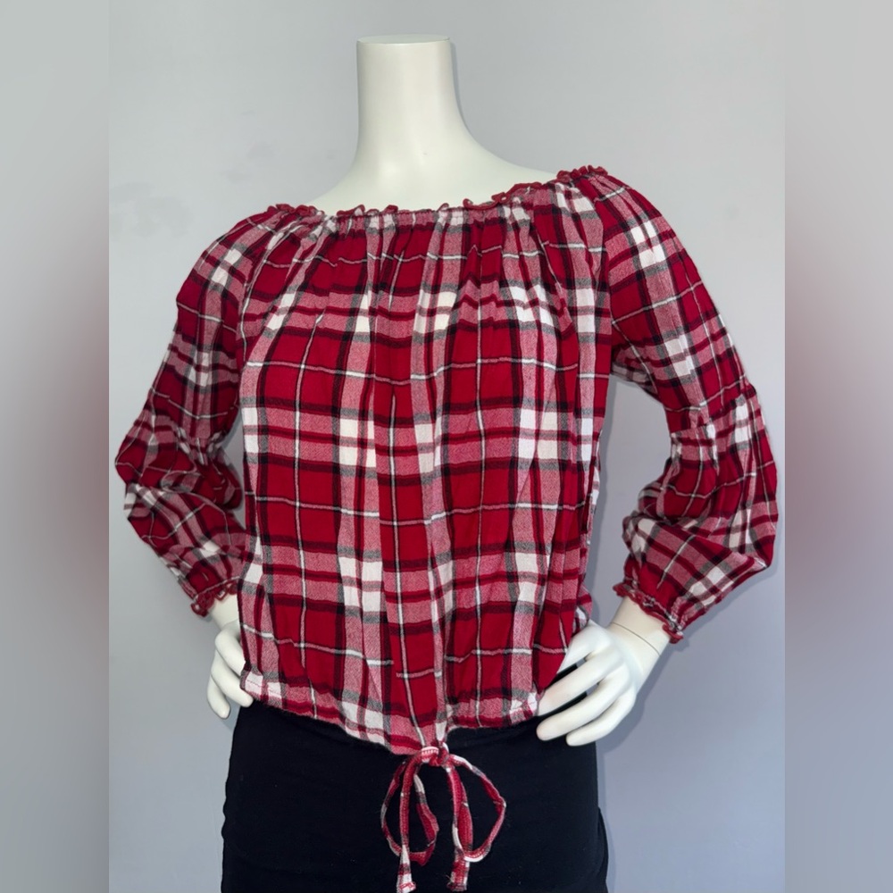 Hollister Red Plaid Blouse